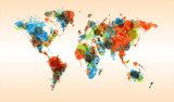 Grunge colorful world map 