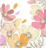 Hand drawn pastel fashion background with flowers 