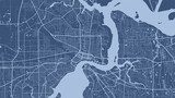 Karte eines urbanen Gebiets in Blau-Weiß