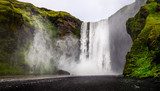 Landscape view of wild Skogafoss waterfall in Iceland 