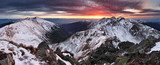 Majestic sunset in winter mountains landscape 