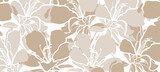 Monochrome beige floral abstract design. Horizontal floral background, poster or cover design