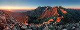 Mountain sunset panorama from peak - Slovakia Tatras 