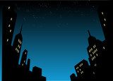 Night City Skyline Background 