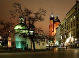 Night view of the Market Square in Krakow, Poland