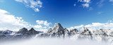 Panorama of Snow Mountain Range Landscape with Blue Sky. 3d rend 