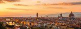 Panoramic view of the Florence city during golden sunset 