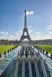 Paris, France Beautiful view of Eiffel Tower from Trocadero Gar