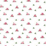 Pattern with watercolor rose illustration 