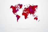 Purple Mosaic Tiles World Map Vector Illustration Abstract 