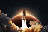 Raketenstart vor Marskulisse