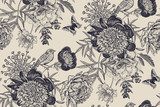 Retro Botanische Linienkunst