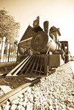 Retro photo of old  locomotive 