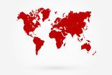 Retro Red World Map With Shadow 