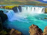 River and Wide waterfall in Iceland 
