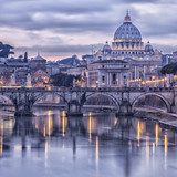 Rome and the river tiber at dusk 
