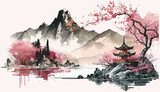 Sanfte Landschaft im Aquarellstil