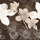 Seamless  background with orchids 