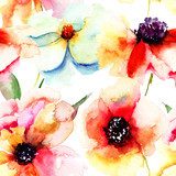 Seamless wallpaper with summer flowers 
