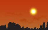 Silhouette of the city at sunset, Vector illustration