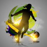silhouette soccer player ink splatters 