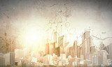 Sonnenlicht über urbaner Skyline