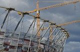 Sports stadium under construction. Warsaw 