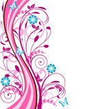 Spring background with pink and blue flowers