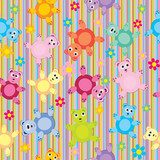 Stripes and bears pattern seamless, background for kids