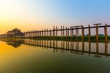 Sunrise at U bein bridge, wooden teak bridge, Amarapura, Mandala
