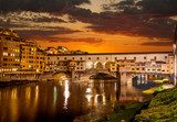 Sunrise over the river Arno and Ponte Vecchio, Florence, Italy 