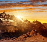 Sunset over the mountain Zinalrothorn of the Pennine alps, Switzerland