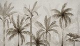 Tropical Palm Tree Wallpaper with beige color