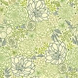 Vector Green Succulent Plants Seamless Pattern Background 