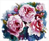 watercolor roses. A bouquet of flowers painting. Vector EPS 10. 