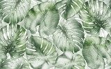 Watercolor tropical seamless pattern: botanical leaves