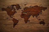Weltkarte - Holzwand 