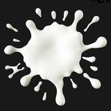 White milk cream splash. Isolated on black 