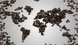 World map Coffee Bean on White  Paper 
