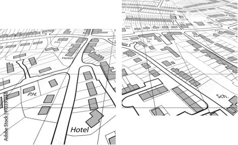 Angled map - Zweiteiliges Leinwandbild, Diptychon
