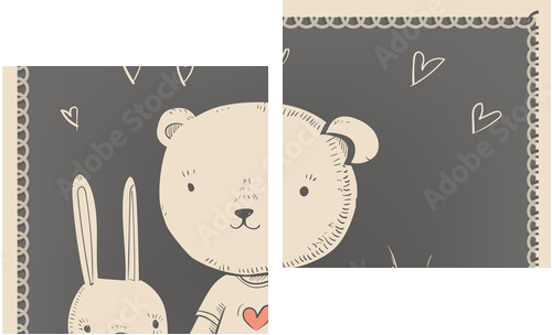 Funny Animal Card - Zweiteiliges Leinwandbild, Diptychon