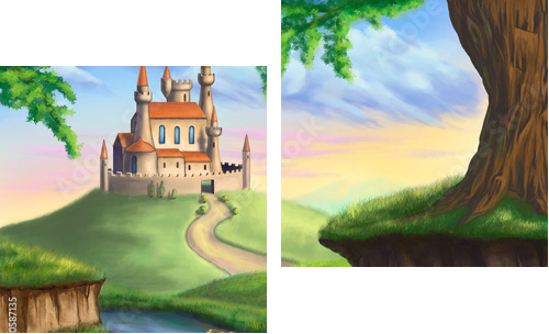 Fantasy castle - Zweiteiliges Leinwandbild, Diptychon