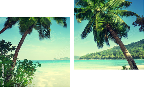 beach Takamaka, Mahe island, Seychelles - Zweiteiliges Leinwandbild, Diptychon