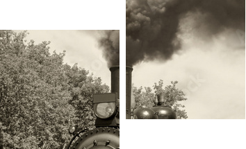 Old locomotive sepia - Zweiteiliges Leinwandbild, Diptychon