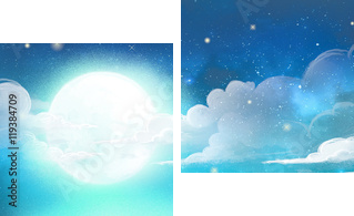 cielo de noche con luna y nubes - Zweiteiliges Leinwandbild, Diptychon