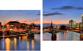 Frankfurt nad Menem otulony zmierzchem
 - Zweiteiliges Leinwandbild, Diptychon