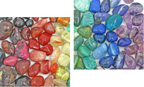 Crystal tumbled chakra stones - Zweiteiliges Leinwandbild, Diptychon