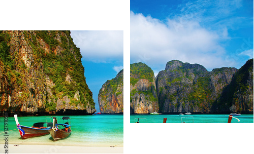 Tropical beach, Maya Bay, Thailand - Zweiteiliges Leinwandbild, Diptychon