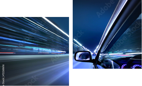 night car drive - Zweiteiliges Leinwandbild, Diptychon