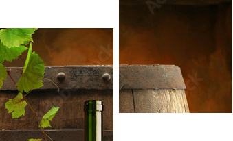 Red wine, grapevine and cask - Zweiteiliges Leinwandbild, Diptychon